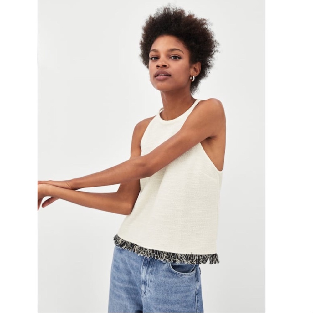 ✨Zara TRF tweed halter w/fringe hem szL - Picture 2 of 8